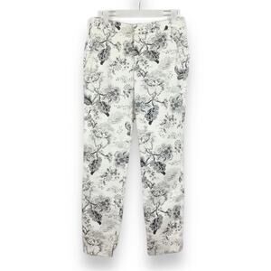 ZARA Floral Toile Black & White Ankle Pants size 4